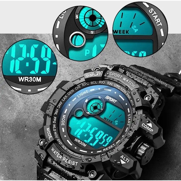 New Men LED Digital Watches Luminous Fashion Sport Waterproof Watches For Man - Picture 2 of 8